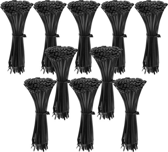 Universele kabelbinders voor autohouder, 5 maten, kabelbinders met zwarte ritssluiting, nylon, om in te drukken, robuust, voor auto, bouw, binnendraadbundeling (310