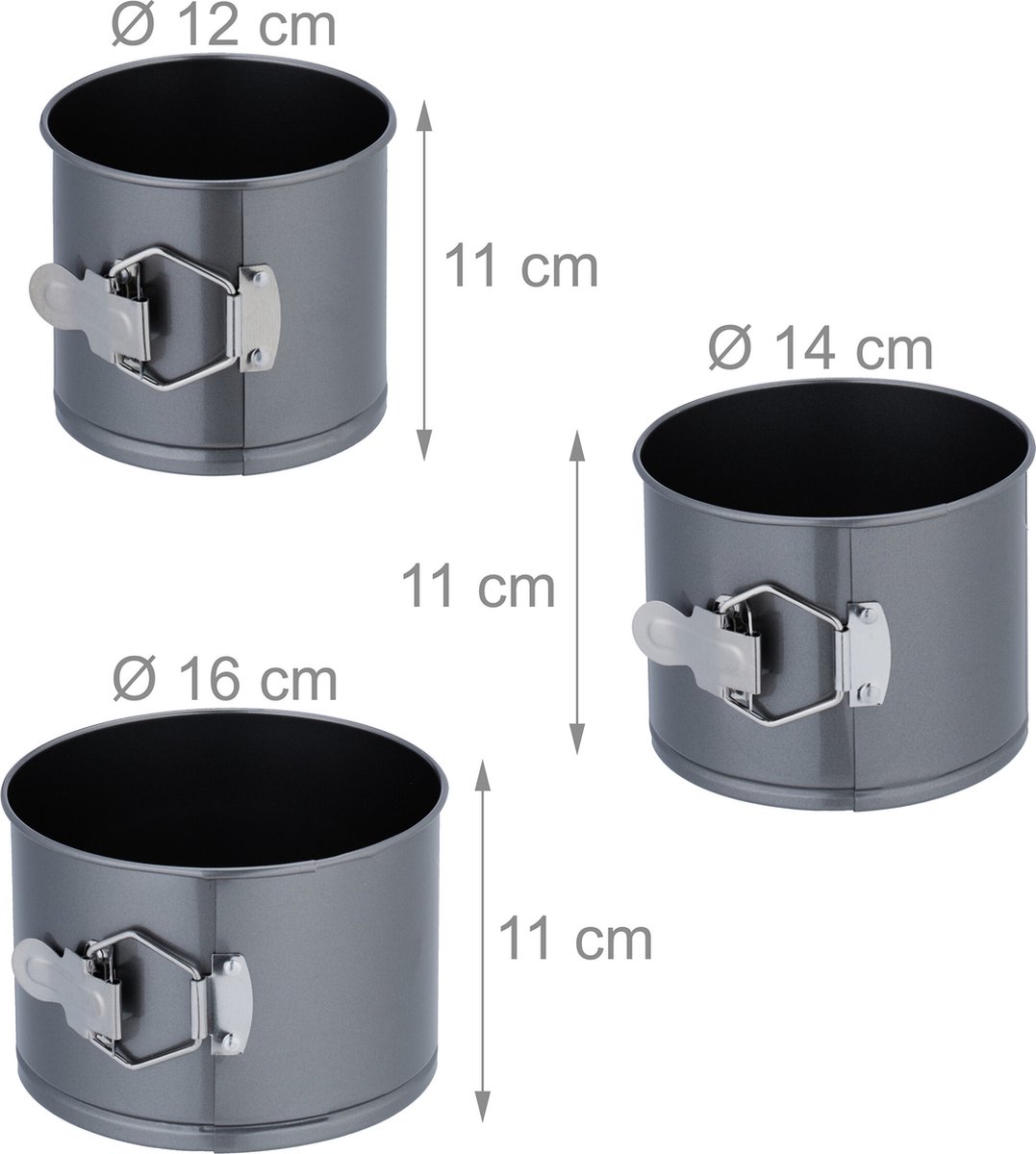 Springvorm - set van 4 - Ø 12, 14, 16, 18, 20 cm - met hoge rand – foto 8