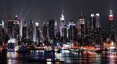 Fotobehang - Vlies Behang - Uitzicht op de Stad in de Nacht - New York - 312 x 219 cm