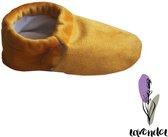 Lavendel Baby Slofjes - Huisslippers - Antislip Zool - Kleurrijk Bedrukt - Zacht Katoenen - Comfortabel - Oekotex Gecertificeerd - Veilig voor Kinderen en Baby's / Mosterd Fluweel / Maat: 21-22