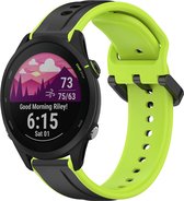 Siliconen bandje - geschikt voor Garmin Forerunner 255 / 265 / Venu 2 / Venu 3 / Vivoactive 4 - zwart-limoengroen