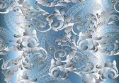 Fotobehang - Vlies Behang - Ornament - Patroon - Blauw - 254 x 184 cm