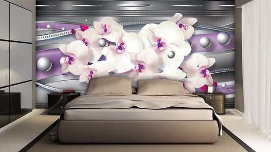 Argent | Violet Photomural, revêtement mural