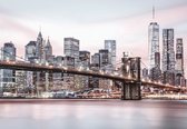Fotobehang - Vlies Behang - New York en de Brooklyn Bridge - Stad - 208 x 146 cm