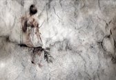 Fotobehang - Vlies Behang - Meisje op Schommel op Gebroken Muur - Kunst - 254 x 184 cm
