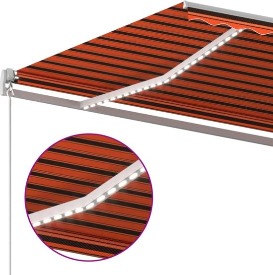 vidaXL Auvent à vidaXL manuelle avec LED 400x300 cm orange et marron