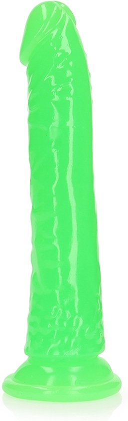 Slim Realistic Dildo with Suction Cup - Glow in the Dark - 7'' / 18 cm