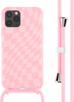 iMoshion Hoesje Geschikt voor iPhone 11 Pro Hoesje Met Koord - iMoshion Siliconen design hoesje met koord - Roze / Retro Pink