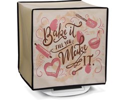 kwmobile Beschermhoes geschikt voor Thermomix Thermomix TM5 / TM6 - Hoes voor keukenmachine in donkerbruin / beige / roze - Bake it till you make it design