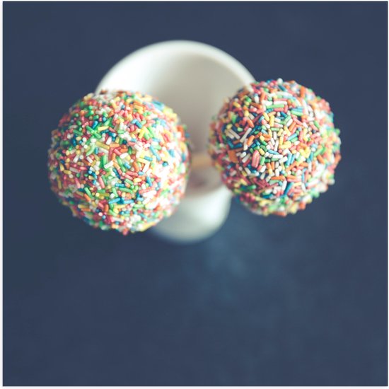 Poster Glanzend – Cakepops met Discodip - 80x80 cm Foto op Posterpapier met Glanzende Afwerking