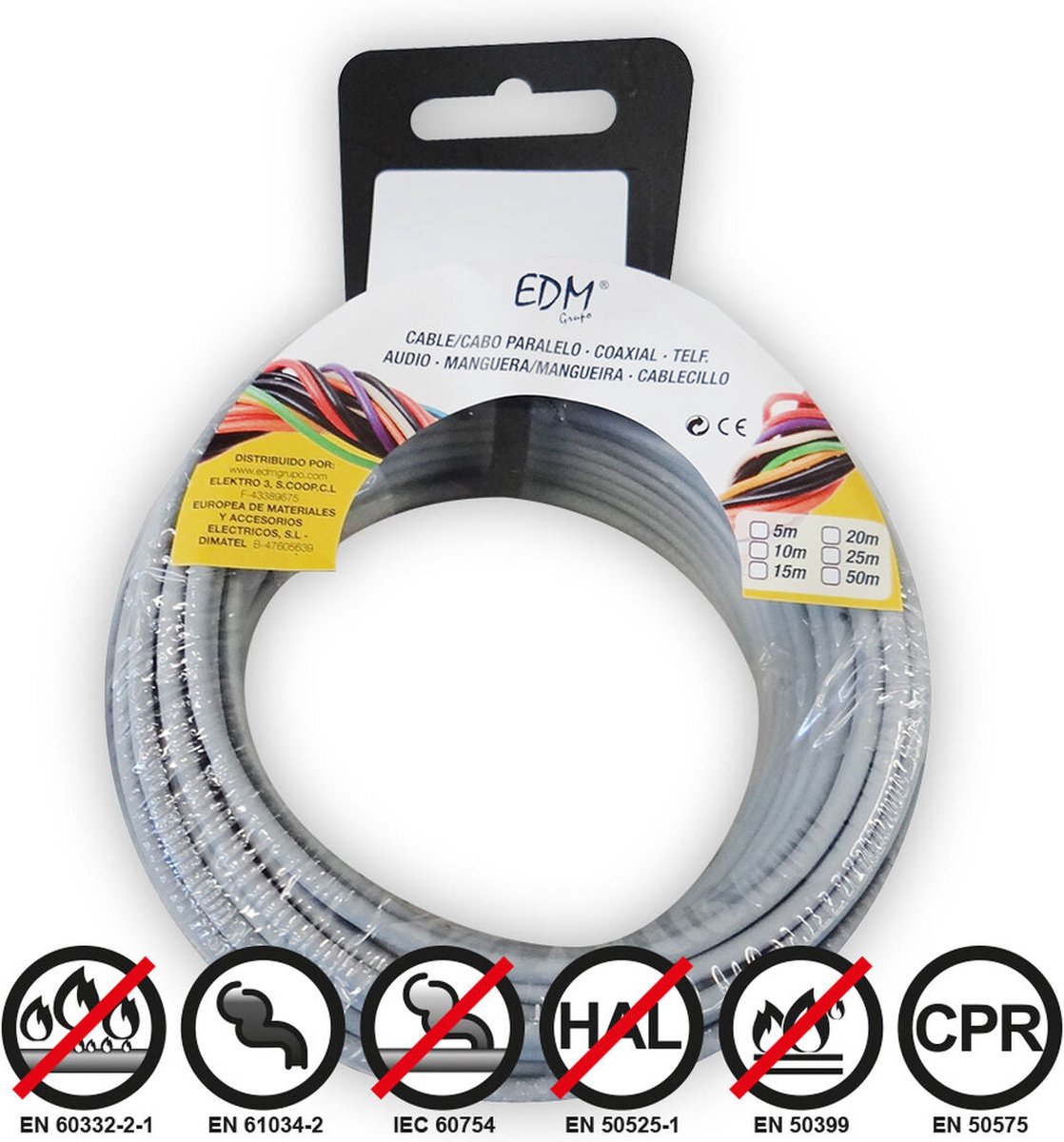 Kabel Coaxiale Antenne TV EDM 2,5 mm 50 m