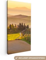 Canvas Schilderij Toscane - Heuvels - Landschap - 40x80 cm - Wanddecoratie