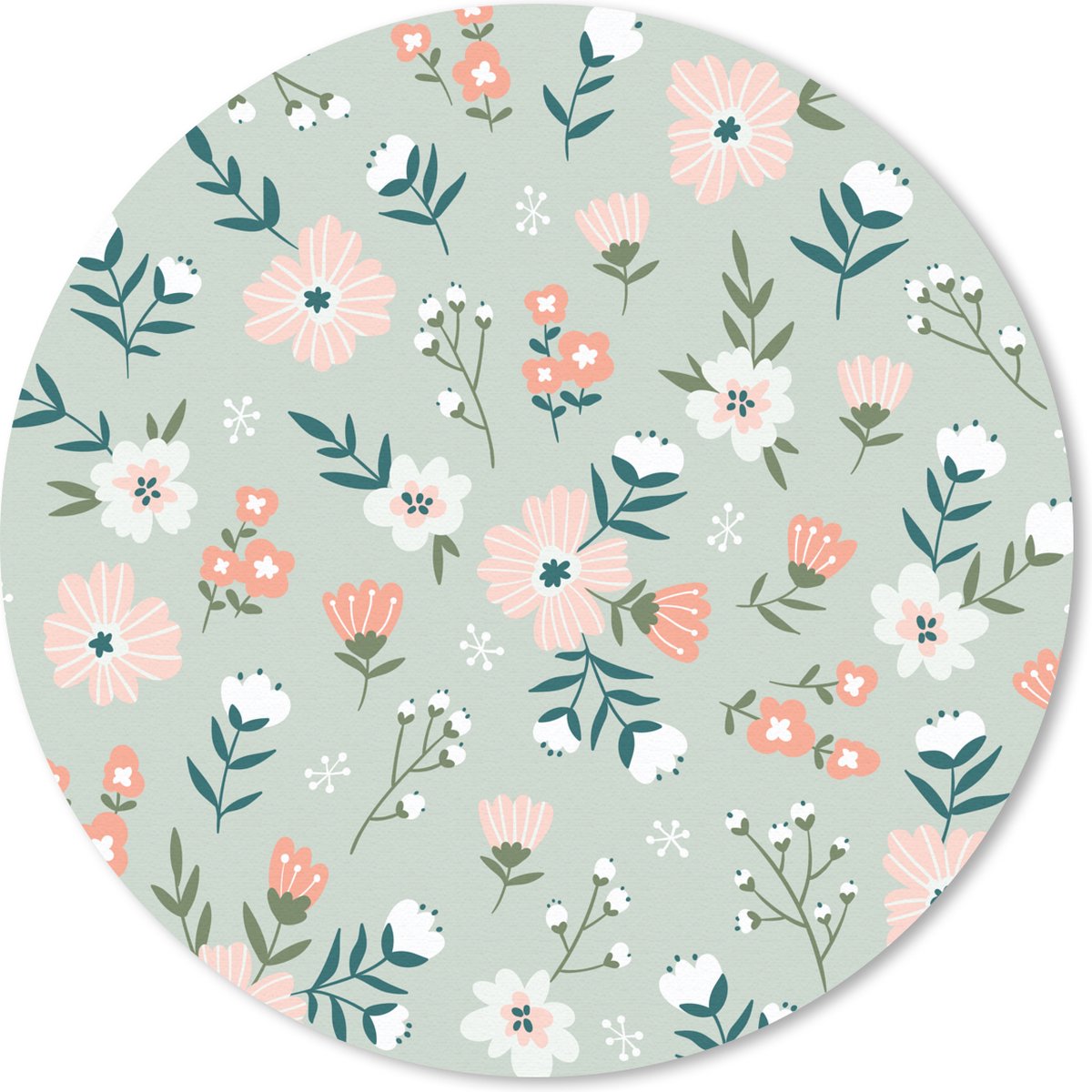 Muismat rond 50x50 cm - Mousepad Bloemen - Kleuren - Pastel - Ronde muismatten