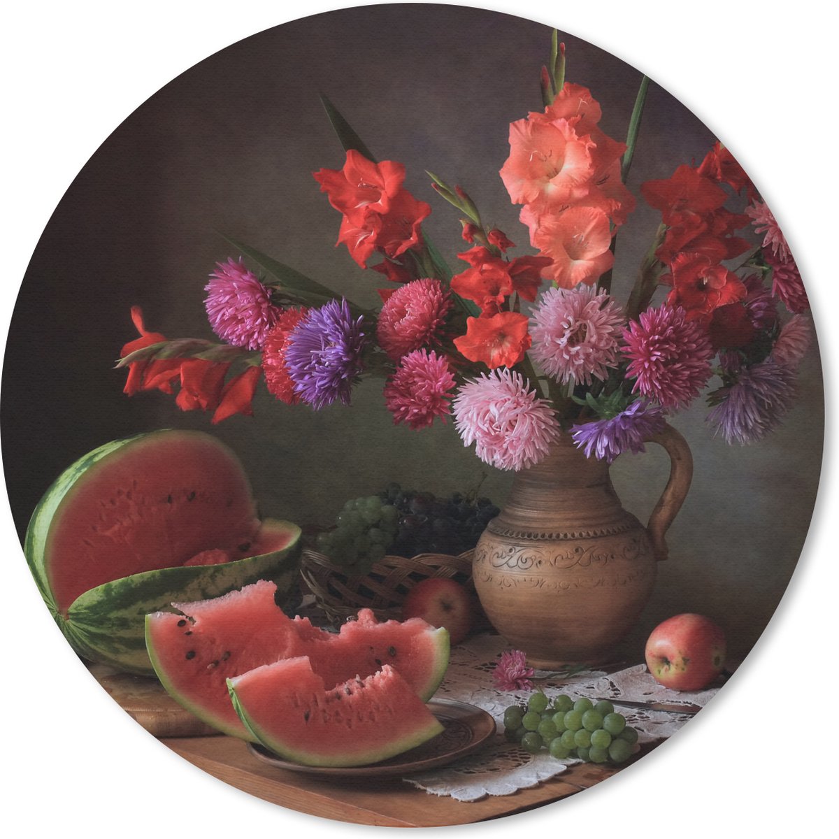 Muismat rond 30x30 cm - Mousepad Kleuren - Stilleven - Fruit - Ronde muismatten