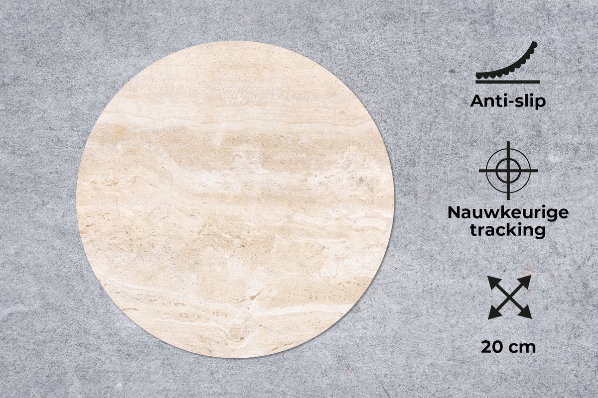Muismat rond 20x20 cm - Mousepad Marmer - Stenen - Zand - Textuur - Ronde muismatten