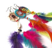 Feather oorbellen multi color