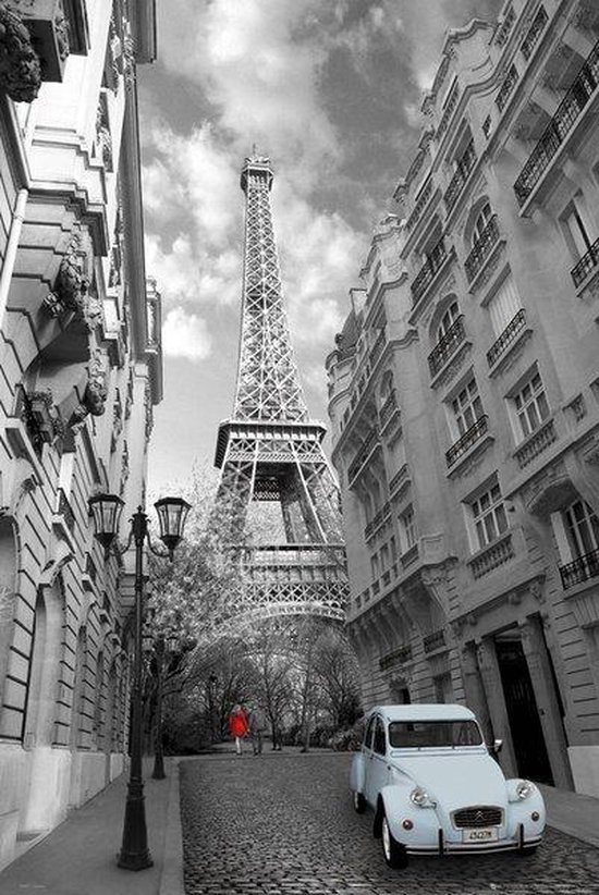 REINDERS Paris - red girl blue car - Poster - 61x91,5cm
