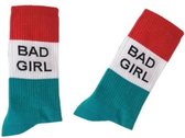 Pegada 2 pack Bad Boy+ Bad Girl sportsokken - onze size- katoen - naadloos - sneakers - fashion - Vaderdag - Leuke sokken- cadeautje voor stel - liefde