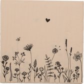HAES DECO - Set van 4 Wegwerpservetten - formaat 33x33 cm (20 stuks in verpakking) - kleuren Zwart / Beige - van Papier - Collectie: Flora and Fauna - Totaal 80 Servetten