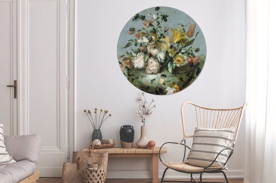 WallCircle - Déco chambre esthétique - Fleurs - Oude Meesters - Baroque - Nature - 120x120 cm - Déco chambre ados - Décoration murale - Peintures ronds