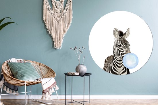 Papier peint autocollant kids - Décoration maison - Zebra - Animaux sauvages - Garçons - Chewing gum - Blauw - Enfant - 120x120 cm - Décoration murale chambre filles - Décoration chambres d'enfants
