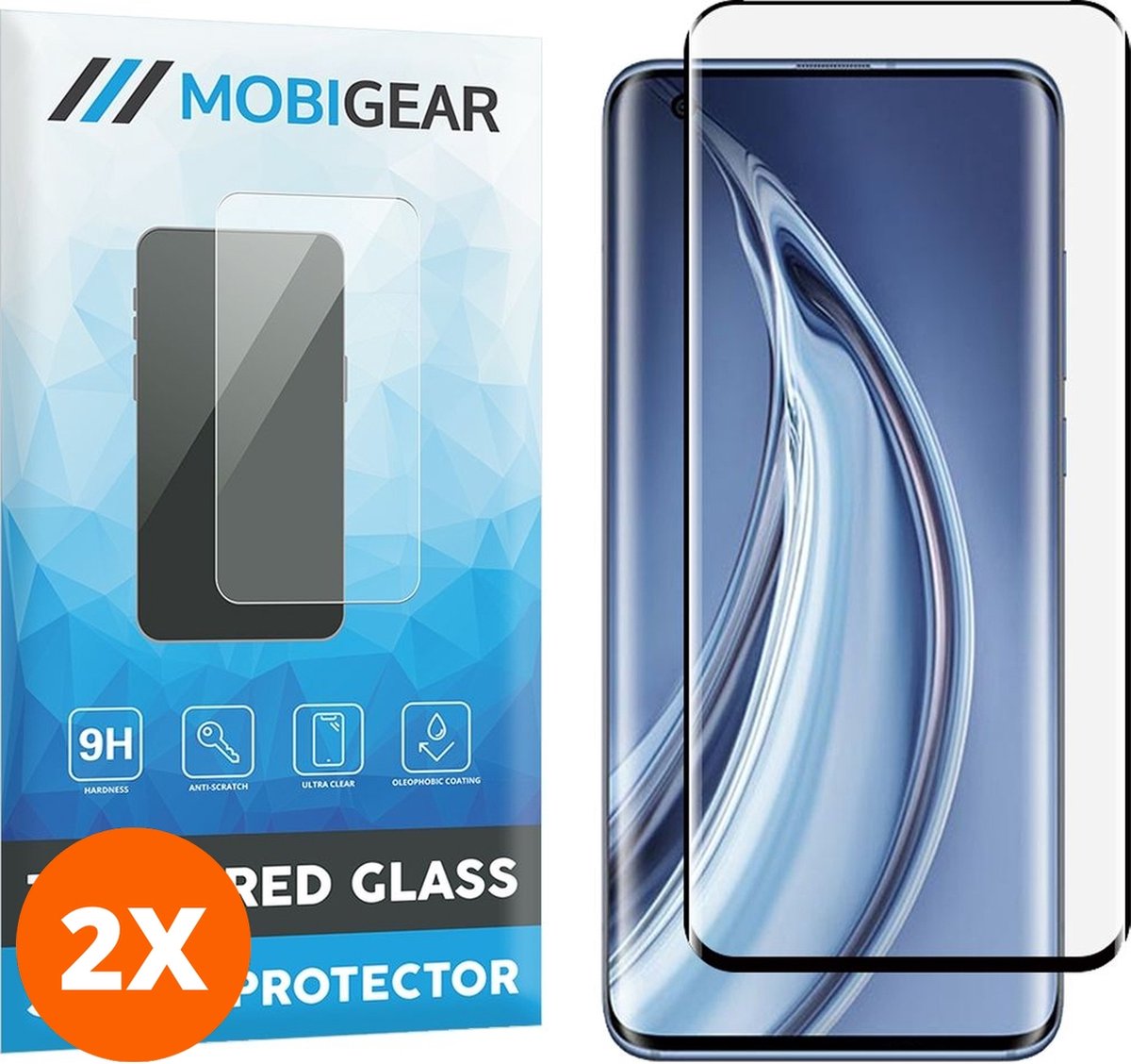 Mobigear Screenprotector geschikt voor Xiaomi Mi 10 Pro Glazen | Mobigear Premium Screenprotector - Case Friendly - Zwart (2-Pack)