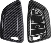 kwmobile hoes voor autosleutel geschikt voor BMW 3-knops Smart Key autosleutel - Autosleutelbehuizing in zwart - Carbon design