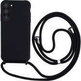 Casemania Coque pour Samsung Galaxy S23 Zwart - Coque Arrière en Siliconen avec Cordon