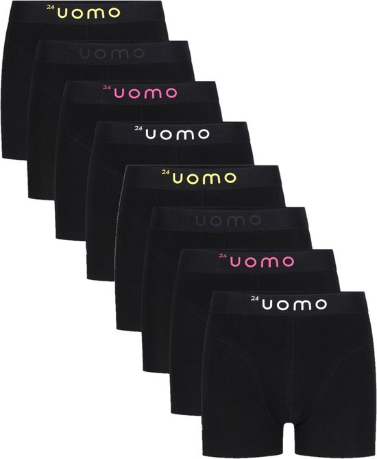 24 Uomo 8-Pack Boxershorts Heren Zwart - Maat: XS
