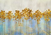 Fotobehang - Vlies Behang - Gouden Bladeren Kunst - 368 x 254 cm