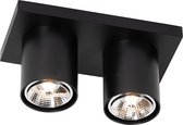 QAZQA tubo - Moderne Plafondspot | Spotje | Opbouwspot - 2 lichts - L 24 cm - Zwart - Woonkamer | Slaapkamer | Keuken