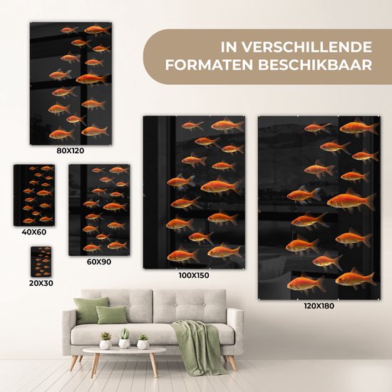MuchoWow® Peinture sur Verre - Poisson Rouge - Animaux - Zwart - 80x120 cm - Peintures sur Verre Acrylique - Photo sur Glas