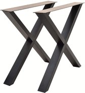 Set de 2 Pieds de table élégants modèle X - Acier noir industriel - H x L 72 x 78 - Idéal pour les projets de table de bricolage - Installation facile