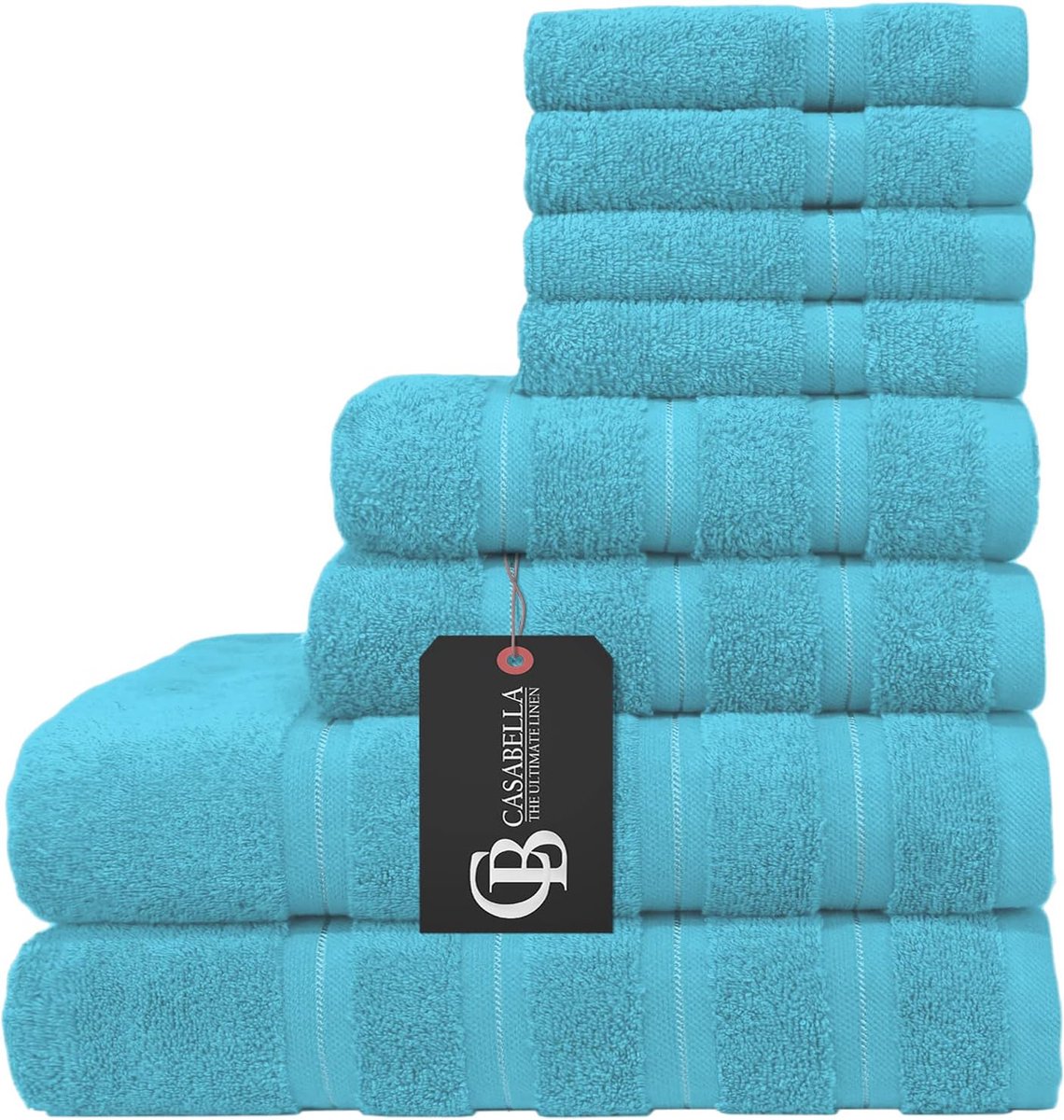 Premium Kwaliteit 8 Pc Set Teal Handdoek Set 100% Gekamd Katoen 650 GSM Handdoeken Set-2 Badhanddoeken, 2 Handdoeken, 4 Wasdoeken, Zeer Absorbeerbare 8 Pc Teal Handdoek Bale Sets