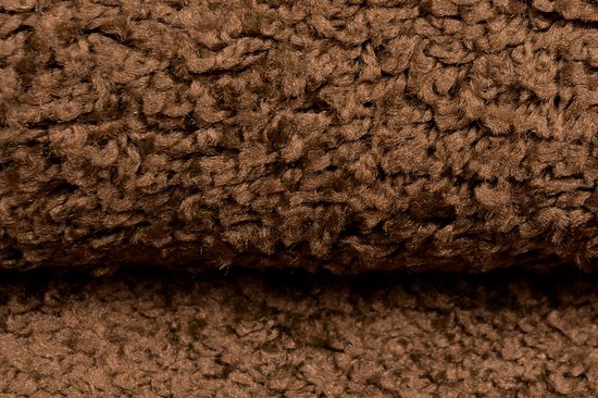 Tapiso Delhi Tapis de Couloir Marron à Poils Hauts Moelleux sur Mesure - 80x250