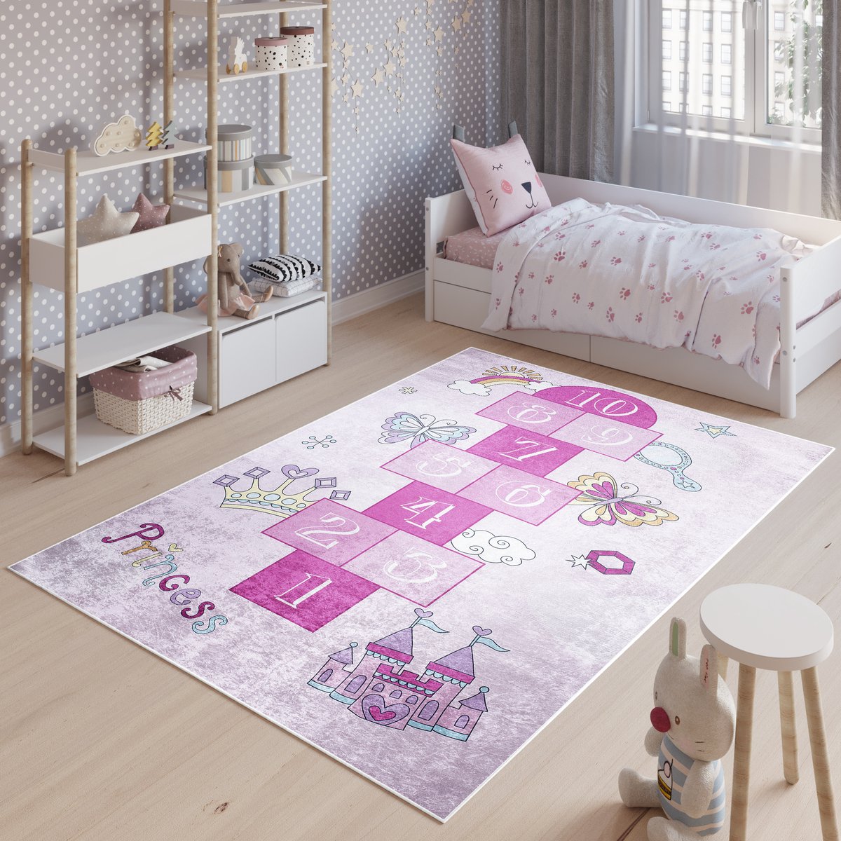 Tapiso Emma Vloerkleed Kindertapijt Kinderkamer Baby Kinderen Tapijt Maat- 120x170 Roze 12