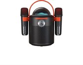 Woegel karaoke set A5 – Draadloze Bluetooth Party Speaker – met TF-kaart – oplaadbare accu – draadloze micro – 2 microfoons – zwart