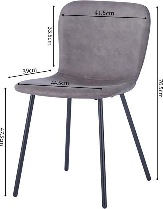Stoel Stella Taupe Kunstleer Set van 4 Zithoogte 47.5 cm Zitdiepte 39 cm bol