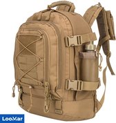 LooMar Backpack Groot - Militaire Rugzak - 50-60 liter - Bruin - Waterdicht - Dames – Heren – Geschikt voor Laptop, Reizen, School