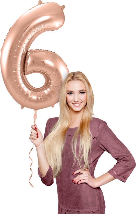 Folie ballon cijfer 16 rose goud - Sweet 16 verjaardag versiering - Shoppartners