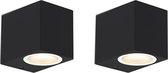 QAZQA baleno - Moderne Wandlamp voor buiten - 2 stuks - L 90 mm - Zwart - Buitenverlichting