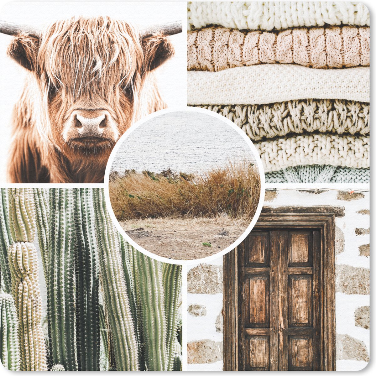 Muismat 30x30 cm - Mousepad Schotse hooglander - Collage - Bohemian - Muismatten