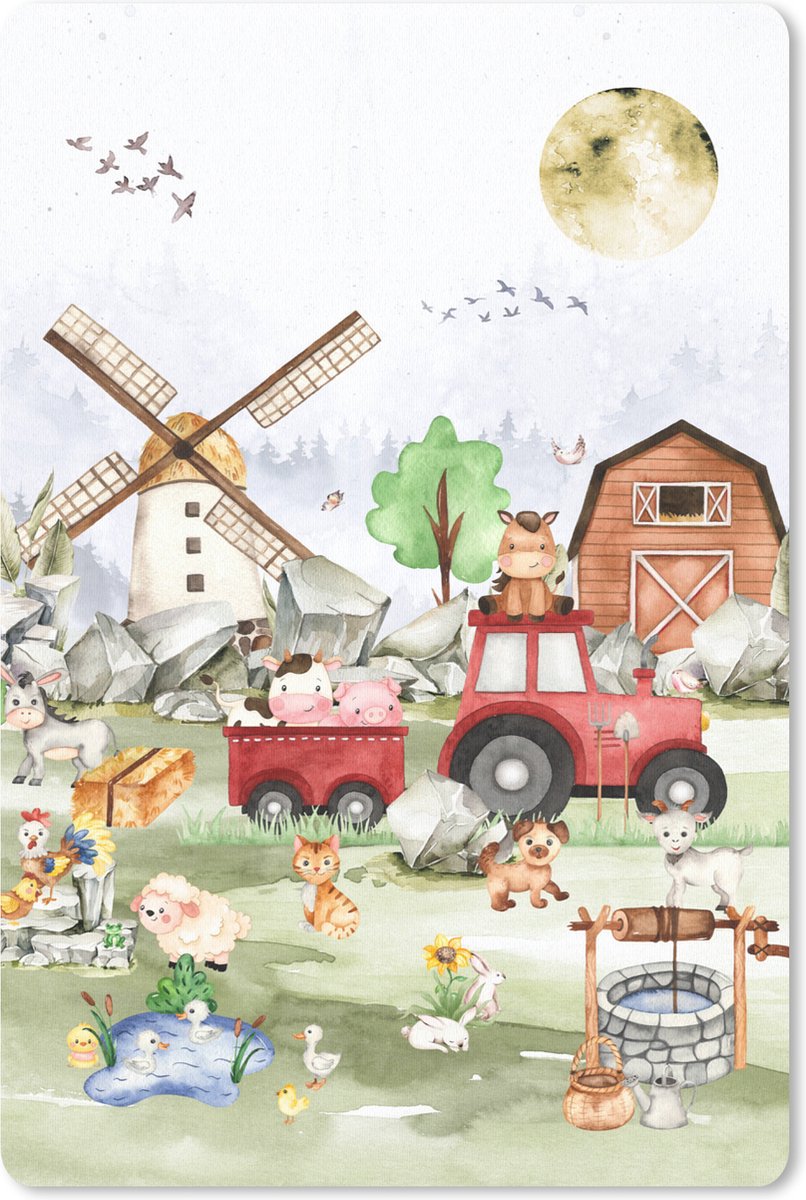 Muismat 18x27 cm - Mousepad Boerderij - Trekker - Kinderen - Dieren - Muismatten