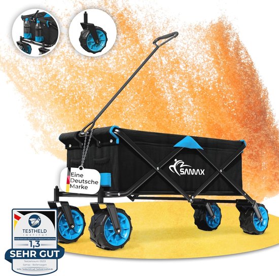 Outsunny 120L opvouwbare tuinkar voor buiten, opvouwbare wagen met
