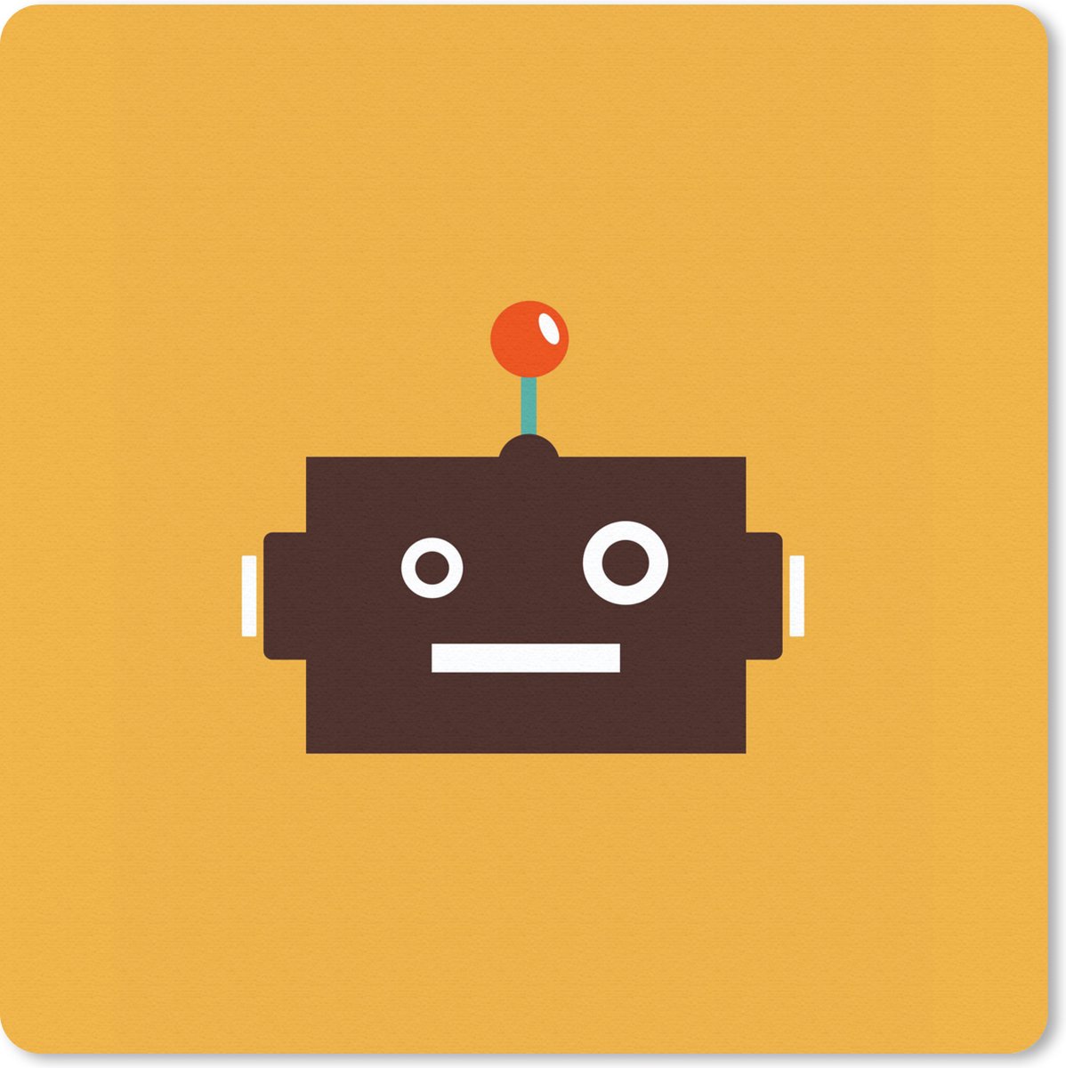 Muismat 30x30 cm - Mousepad Robot - Gezicht - Antenne - Geel - Jongens - Kind - Muismatten