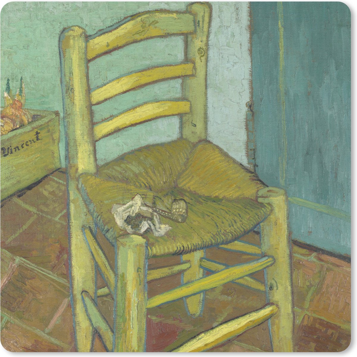 Muismat 30x30 cm - Mousepad Vincents stoel - Vincent van Gogh - Muismatten
