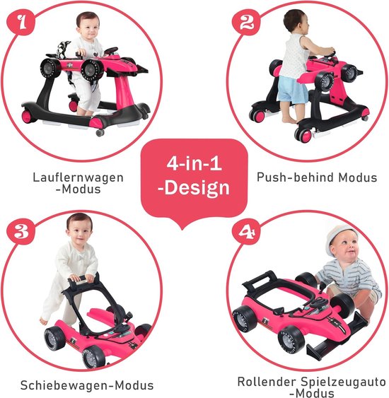 4-in-1 loophulp in autovorm - Hoogte verstelbare en opvouwbare ...