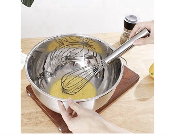 Kom van roestvrij staal, 3-delig, mengkom van roestvrij staal, slakom met schenktuit en antislip siliconen basis, 1,5 l, 3 l, 5 l kom
