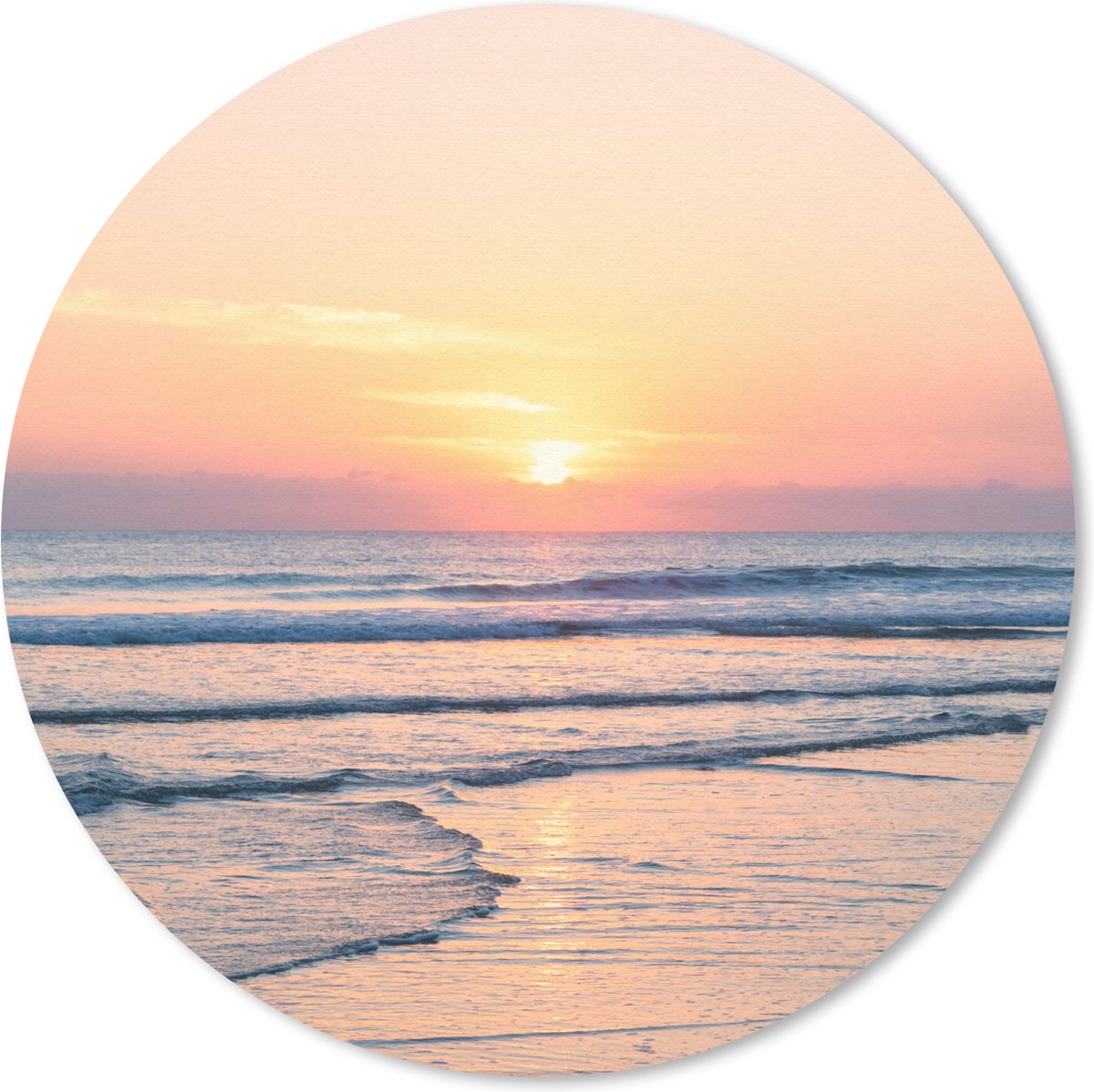 Muismat rond 30x30 cm - Mousepad Zee - Pastel - Zon - Ronde muismatten