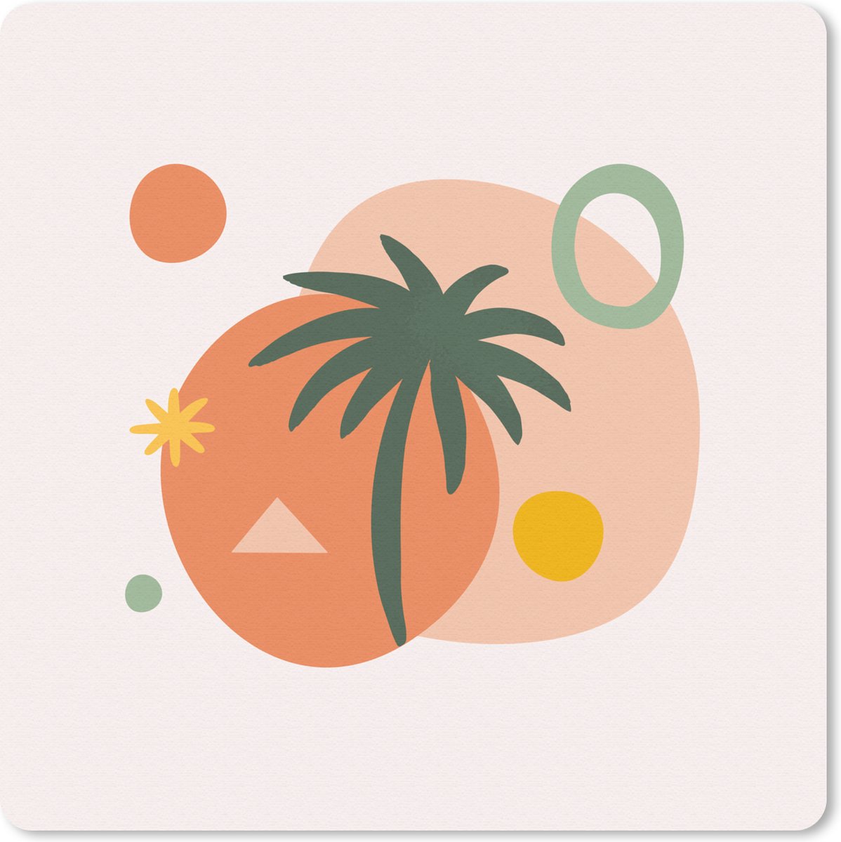 Muismat 30x30 cm - Mousepad Palmboom - Geometrische vormen - Zomer - Muismatten